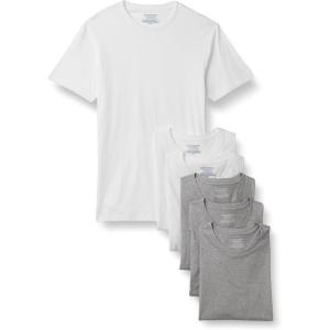 image:imageAmazon Essentials Mens Slim Fit Cotton Crew Neck UndershirtsMedium Grey HeatherWhite Short Sleeve