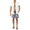 image:imageAmazon Essentials Mens 9 Swim Trunks with Mesh Lining Pockets Drawstring ClosureBlack Hibiscus Flower