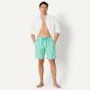 image:imageAmazon Essentials Mens 9 Swim Trunks with Mesh Lining Pockets Drawstring ClosureLight Blue Mint Green Sun Geo