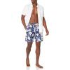 image:imageAmazon Essentials Mens 9 Swim Trunks with Mesh Lining Pockets Drawstring ClosureNavy Hibiscus Flower