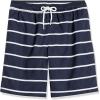 image:imageAmazon Essentials Mens 9 Swim Trunks with Mesh Lining Pockets Drawstring ClosureNavy Stripe