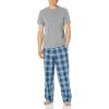 image:imageAmazon Essentials Mens Full Length Relaxed Fit Lounge Sleepwear Pajama Bottom Pants Cotton Stretch PoplinNavy Plaid