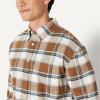 image:imageAmazon Essentials Mens Modern OversizedFit Cotton ButtonDown ShirtBrown Mint Country Plaid