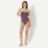 image:imageAmazon Essentials Womens Bandeau One Piece SwimsuitBrick Red Lilac Leopard