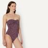 image:imageAmazon Essentials Womens Bandeau One Piece SwimsuitBrick Red Lilac Leopard