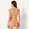 image:imageAmazon Essentials Womens Bandeau One Piece SwimsuitRust Orange Abstract Palms