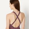 image:imageAmazon Essentials Womens CrissCross Back OnePiece SwimsuitBrick Red Lilac Leopard