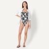 image:imageAmazon Essentials Womens CrissCross Back OnePiece SwimsuitCream Black Floral