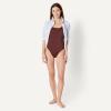 image:imageAmazon Essentials Womens CrissCross Back OnePiece SwimsuitDeep Brown