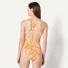 image:imageAmazon Essentials Womens CrissCross Back OnePiece SwimsuitRust Orange Abstract Palms