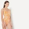 image:imageAmazon Essentials Womens CrissCross Back OnePiece SwimsuitRust Orange Abstract Palms