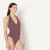 image:imageAmazon Essentials Womens Halter One Piece SwimsuitBrick Red Lilac Leopard
