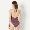 image:imageAmazon Essentials Womens Halter One Piece SwimsuitBrick Red Lilac Leopard