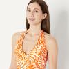 image:imageAmazon Essentials Womens Halter One Piece SwimsuitRust Orange Abstract Palms