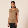 image:imageAmazon Essentials Womens Jersey RegularFit ShortSleeve BoatNeck TShirtBlackBrown Cheetah