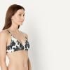 image:imageAmazon Essentials Womens LightSupport Triangle Bikini Swimsuit Top with Adjustable StrapsCream Black Floral