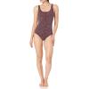 image:imageAmazon Essentials Womens OnePiece Scoop Neck Coverage Swimsuit Available in Plus SizeBrick Red Leopard