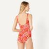 image:imageAmazon Essentials Womens OnePiece Scoop Neck Coverage Swimsuit Available in Plus SizeBright Red Multi Folk Floral