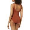 image:imageAmazon Essentials Womens OnePiece Scoop Neck Coverage Swimsuit Available in Plus SizeBrown