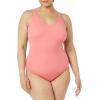 image:imageAmazon Essentials Womens OnePiece Scoop Neck Coverage Swimsuit Available in Plus SizeCoral Pink