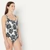image:imageAmazon Essentials Womens OnePiece Scoop Neck Coverage Swimsuit Available in Plus SizeCream Black Floral