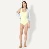 image:imageAmazon Essentials Womens OnePiece Scoop Neck Coverage Swimsuit Available in Plus SizeLight Yellow