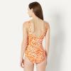 image:imageAmazon Essentials Womens OnePiece Scoop Neck Coverage Swimsuit Available in Plus SizeRust Orange Abstract Palms