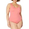 image:imageAmazon Essentials Womens OnePiece Scoop Neck Coverage Swimsuit Available in Plus SizeSalmon Pink