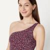 image:imageAmazon Essentials Womens OneShoulder OnePiece SwimsuitBrick Red Lilac Leopard