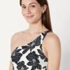 image:imageAmazon Essentials Womens OneShoulder OnePiece SwimsuitCream Black Floral
