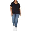 image:imageAmazon Essentials Womens Plus Size ShortSleeve VNeck TShirtBlack