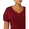 image:imageAmazon Essentials Womens Plus Size ShortSleeve VNeck TShirtBlackBurgundy