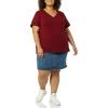 image:imageAmazon Essentials Womens Plus Size ShortSleeve VNeck TShirtBlackBurgundy