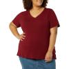 image:imageAmazon Essentials Womens Plus Size ShortSleeve VNeck TShirtBlackBurgundy
