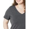 image:imageAmazon Essentials Womens Plus Size ShortSleeve VNeck TShirtBlackCharcoal Heather