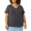 image:imageAmazon Essentials Womens Plus Size ShortSleeve VNeck TShirtBlackCharcoal Heather