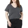 image:imageAmazon Essentials Womens Plus Size ShortSleeve VNeck TShirtBlackCharcoal Heather