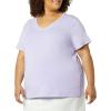 image:imageAmazon Essentials Womens Plus Size ShortSleeve VNeck TShirtBlackLavender