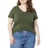image:imageAmazon Essentials Womens Plus Size ShortSleeve VNeck TShirtBlackOlive