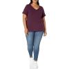 image:imageAmazon Essentials Womens Plus Size ShortSleeve VNeck TShirtBurgundy