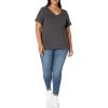 image:imageAmazon Essentials Womens Plus Size ShortSleeve VNeck TShirtCharcoal Heather