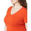 image:imageAmazon Essentials Womens Plus Size ShortSleeve VNeck TShirtCharcoal HeatherTomato Red
