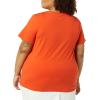image:imageAmazon Essentials Womens Plus Size ShortSleeve VNeck TShirtCharcoal HeatherTomato Red