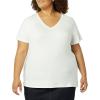 image:imageAmazon Essentials Womens Plus Size ShortSleeve VNeck TShirtWhiteBlack