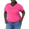 image:imageAmazon Essentials Womens Plus Size ShortSleeve VNeck TShirtWhiteDark Pink