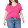image:imageAmazon Essentials Womens Plus Size ShortSleeve VNeck TShirtWhiteDark Pink