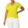 image:imageAmazon Essentials Womens Plus Size ShortSleeve VNeck TShirtWhiteLemon Yellow