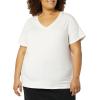 image:imageAmazon Essentials Womens Plus Size ShortSleeve VNeck TShirtWhiteLemon Yellow