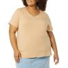 image:imageAmazon Essentials Womens Plus Size ShortSleeve VNeck TShirtWhiteLight Camel