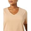 image:imageAmazon Essentials Womens Plus Size ShortSleeve VNeck TShirtWhiteLight Camel
